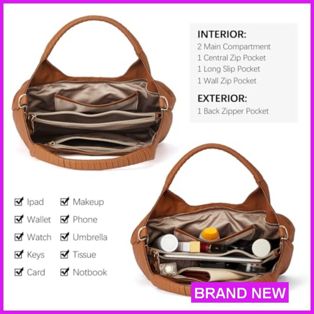 Genuine Leather Satchel Handbag Crossbody Shoulder Bag Top Handle Adjustable - Picture 5 of 7